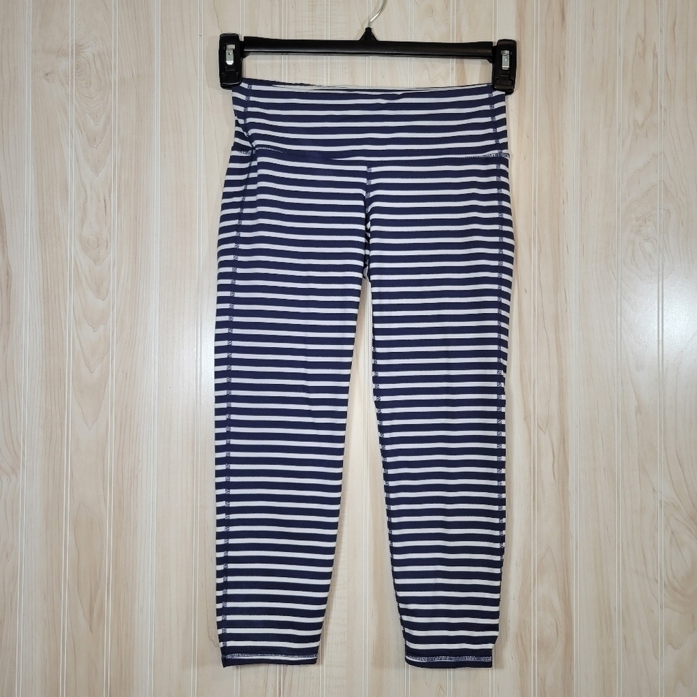 Athleta Chaturanga Capri Blue and White Striped Women's Leggings Women's XS
